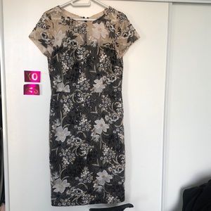 Embroidered David Meister Evening Dress